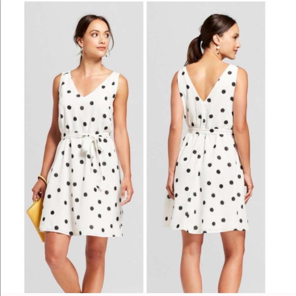 A New Day White Black Polka Dot Dress XXL